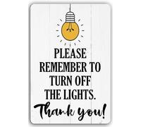 Please Remember to Turn Off the Lights Sign Decorative Metal Plaque for Hanging Home Office Wall Decor Farmhouse Tin Rule Rental Properties 8x6