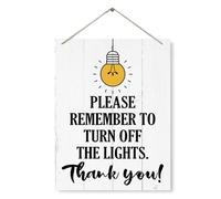 Please Remember To Turn Off The Lights Sign,Decorative Wood Plaque For Hanging,Home Office Wall Decor,Farmhouse Wooden Wall Plaque,Turn Off The Lights Rule Sign For Rental Properties 8x10 inch