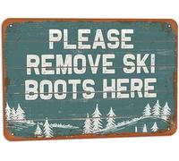 Please Remove Ski Boots Here Retro Look Metal Decoration Poster Sign For Home Bedroom Farmhosue Outdoor Bar Pub Man Cave Funny Wall Decor 8x12 Inch