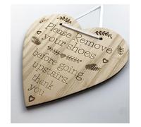 Please Remove Your Shoes Before Going Upstairs! Bottom of Stairs Hanging Door Sign Wooden Plaque Gift 3MM