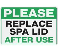 Please Replace Spa Lid Metal Sign Aluminum Warning Tin Signs For Outdoor Business Yard Lawn Farmhouse Garden Patio Wall Decor 8x12 Inch