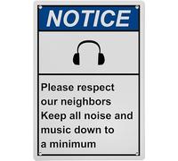 Please Respect Our Neighbors Keep All Noise And Music Down To A Minimum Warning Metal Sign Tin Signs Aluminum Plaque for Outdoors Use Yard Farm Fence Home Wall Decor 8x12 inch