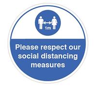Please respect social distance measures (1 metre social distancing) floor graphic 400mm dia