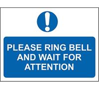 Please Ring Bell and Wait for Attention Sign - Self Adhesive Vinyl 200mm x 150mm