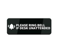 Please Ring Bell If Desk Unattended Sign For House Door, Easy To Mount Plastic Safety Informative Sign With Symbols 8 X 3 Inch
