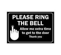 Please ring the bell allow me extra time to get to the door safety sign - Self adhesive sticker - 100mm x 150mm