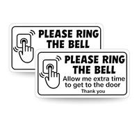 Please Ring the Bell Doorbell Sign 2-Pack - Small 75×38mm Glossy Vinyl Sticker, Removable Waterproof Notice for Delivery Drivers - Allow Extra Time to Answer the Door