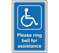 Please Ring The Bell for Assistance Disabled Safety Sign - 1mm Plastic Sign (100mm x 150mm)