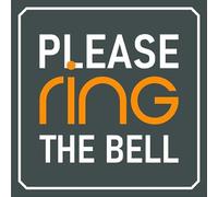Please ring the bell, grey and orange - 1mm flexible Plastic sign (100mm x 100mm)