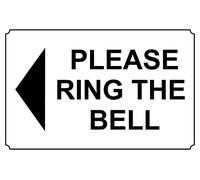 Please ring the bell left arrow Sign - 1mm Plastic sign (150mm x 100mm)