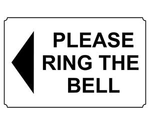 Please ring the bell left arrow Sign - 1mm Plastic sign (150mm x 100mm)