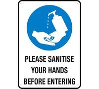 Please Sanitise Your Hands Before Entering Warning Metal Sign Tin Signs Aluminum for Outdoors Use Yard Farm Fence Home Wall Decor 8x12 inch