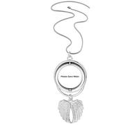 Please Save Water Black Symbol Pendant Angel Wings Rotating Necklace Jewelry