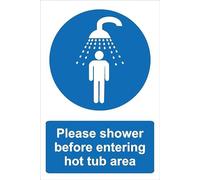 Please shower before entering hot tub area - Self adhesive sticker (200mm x 150mm)