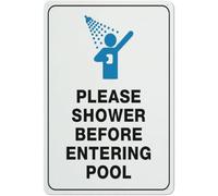 Please Shower Before Entering Pool Outdoor Printed Aluminum Warning Metal Sign Tin Signs Aluminum Plaque for Outdoors Use Yard Farm Fence Home Wall Decor 8x12 inch