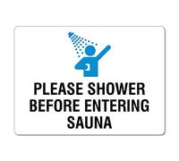 Please Shower Before Entering Sauna Sign Safety Signs Sauna Safety Warning Sign Wall Metal Sign Vintage Hanging Wall Plaque Retro Metal Poster For Bathroom Kitchen Cafe S