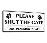 Please Shut The Gate Signs Metal Reflective 5.9x11.8 Inches, Close Gate Sign Dog Planning Escape, Durable Aluminum, UV Resistant, Waterproof, Anti-rust, With 4 Drilling