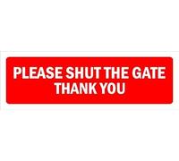 Please shut the gate thank you sign - Self adhesive sticker (300mm x 100mm)