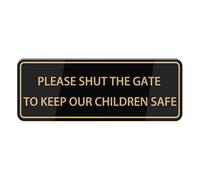 Please Shut The Gate To Keep Our Children Safe Sign, Self Adhesive Sign For Front Door Or Wall 10 X 3 Inch Quick And Easy Installation Design For Your Home, Office, Public, Yard
