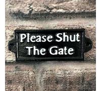 'Please Shut the Gate' Traditional Cast Iron Wall Sign