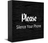 Please Silence Your Phone Home Office Decor Wooden Box Sign, Decorative Positive Office Desk Accessories Wood Plaque Wood Table Sign For Tv Cabinet Shelf 5 X 5 Inch