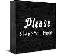 Please Silence Your Phone New Home Decor Rustic Gift Ideas Wood Sign Desk Shelf Farmhouse Room Decorations 5 × 5 Inch