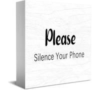 Please Silence Your Phone Wooden Box Sign Decorative Funny Office Home Decor Rustic Farmhouse Square Desk Decor Sign For Shelf 5 X 5 Inches