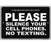 Please Silence Your Silent Cell Phones Metal Tin Sign Wall Art Decor Safety Warning Signs for Outdoor & Indoor Office 8"x12"