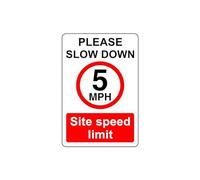 Please slow down 5mph site speed limit - 3mm Aluminum Dibond high-visibility and durability for indoor/outdoor usage (600mm x 400mm) Ensures Safety Within 20m Viewing Distance.