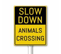 Please Slow Down Animals Crossing Sign, Animal Slow Sign For Stree Neighborhoods Yard Farm Aluminium Caution Farm Decorations Yard Lawn Walkway Decorations 20x30 CM With Stake