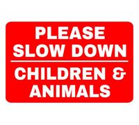 Please slow down children and animals Aluminum Metal Sign 8 X 12 Inch Wall Decor,Indoor/Outdoor use