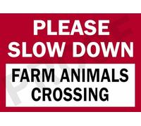 Please slow down farm animals crossing metal sign farm gate wall fence road sign (Aluminium A5 (200x150mm) Approx)