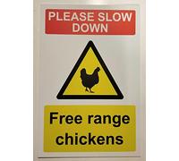 Please slow down free range chickens Safety sign - 3mm Aluminium sign (300mm x 200mm)
