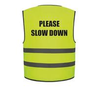 Please Slow Down Kids Hi Vis Vest Children's High Visibility Reflective Safety Waistcoat, Horse Riding Rider, Add child's name to the front, Personalised