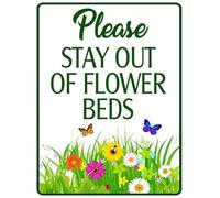 "Please Stay Out Of Flower Beds" Keep Off Flowers Garden Sign, Keep Off Grass Signs, 30x40 CM Sturdy Aluminum Yard Signs, Rust Free Weatherproof Easy to Install Outdoor Use