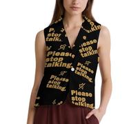Please Stop Talking Casual Women's Vests Suit Waistcoat Button Down Sleeveless Blazer Jacket L
