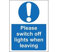 Please switch off the light when leaving safety sign - Self adhesive sticker 150mm x 100mm