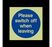 Please switch off when leaving Photoluminescent Plastic Sign - Fire Escape, Keep Locked, Closed, Stairs, Clear, Automatic