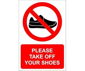 Please take off your shoes - Self adhesive sticker (200mm x 150mm)
