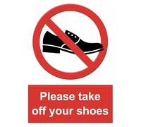 Please Take Off Your Shoes Warning Sign Notice Sticker Sign Self Adhesive Gloss Decal Sticker A4 297mm x 210mm