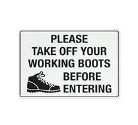 Please Take Off Your Working Boots Before Entering Sign 12 X 8 Inches Aluminum Sign Reflective - Uv Protected, Waterproof, Weatherproof And Fade Resistant - 4Pre-Drilled Holes