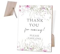 Please Take One Sign, Dessert Table Decorations, Bridal Shower Decorations, Flower Style 8" X 11" Wooden Sign with Stand for Wedding Reception and Event Party, Wedding Reception Favors,O2