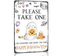 Please Take One so Everyone Can Enjoy the Fun Metal Tin Sign Funny Vintage Poster Halloween Sign for Home Farmhouse Halloween Party Wall Art Decor 12x16 Inch