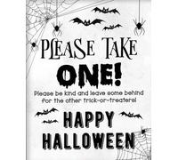 Please Take One Trick or Treat Poster Retro Metal Tin Sign Wall Decor Vintage Sign for Home Kitchen Cafe Bar Restaurant 8x12 Inch