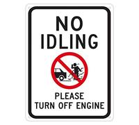 Please Turn Off Engine No Idling Metal Tin Sign, 8x12 inch Warning Wall Decor for Garage, Yard, or Parking Area
