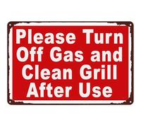 Please Turn Off Gas andGrill After Use Signs Tin Warning Signss for Home Outdoor Garden 8X12 Inches