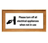 Please turn off the electrical appliances when not in use - Information Sign Removable Self Adhesive Label - 100mm x 148mm - Pack of 12