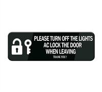 Please Turn Off The Lights Ac Lock The Door When Leaving Thank You Sign, 10 X 3 Inch Acrylic Plastic Sign With Symbols, Self-Adhesive, For Restaurant,Hotel,Rest Stops, Public Restrooms