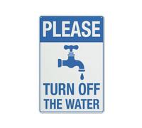 Please Turn Off The Water Sign 12 X 8 Inches Reflective Aluminum Metal Warning Signage With Symbol For Indoor Outdoor Use