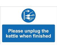 Please unplug the kettle when finished - Self adhesive sticker (200mm x 150mm)
